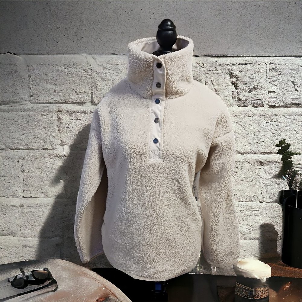 Chaps Cream Teddy Fleece Pullover Jacket